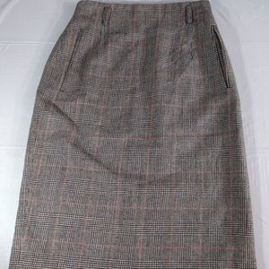 Rafaella p4 plaid 100% wool pencil skirt vintage